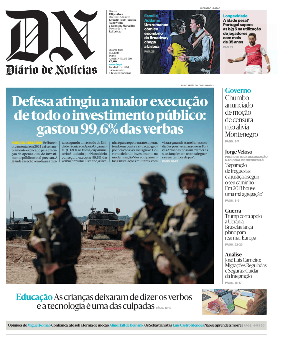 Prima-pagina-Diario de Noticias-edizione-di-oggi-20250305